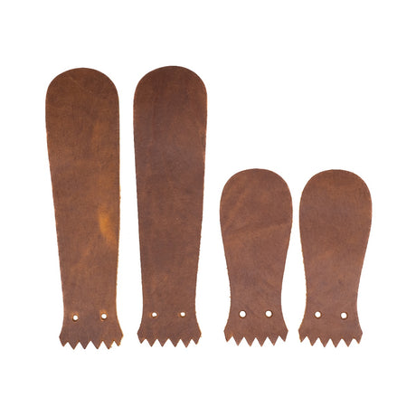 Predator Orange leather Logger Kilties on a white background.