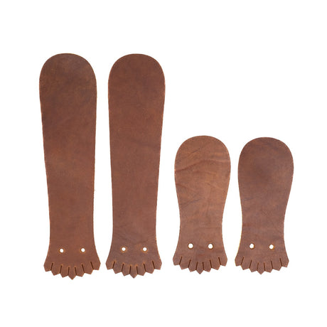 Predator Orange leather Packer Kilties on a white background.