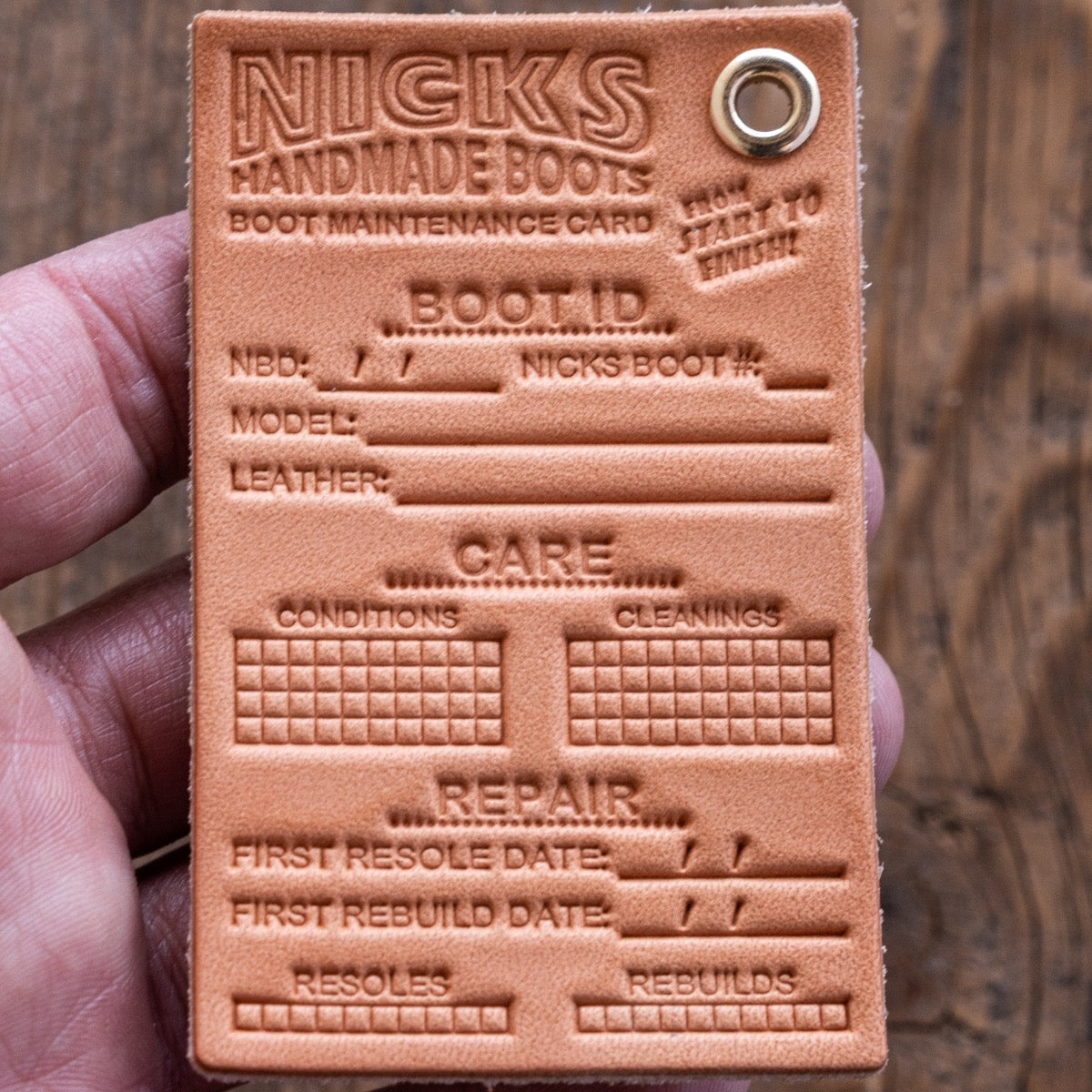 Nicks Maintenance Card – Track the Life of Your Nicks Boots