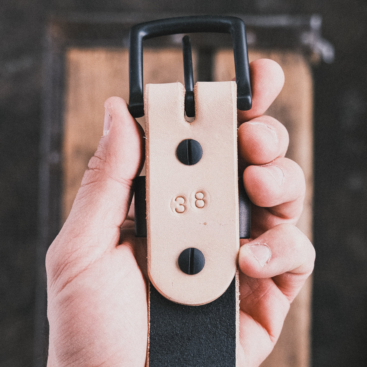 In-Stock Natural Blackout Belt / Natural Veg 1.5” / Waist Size 34(Belt Size 38)