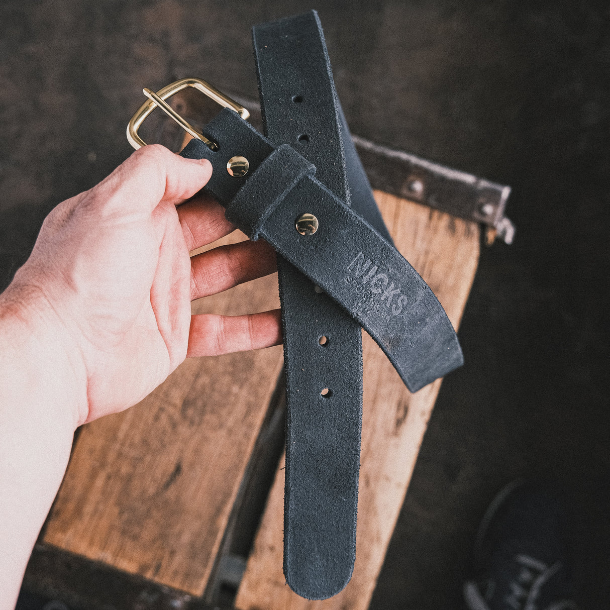 In-Stock Classic Work Belt / 1964 Roughout Black 1.5” / Waist Size 34(Belt Size 38)