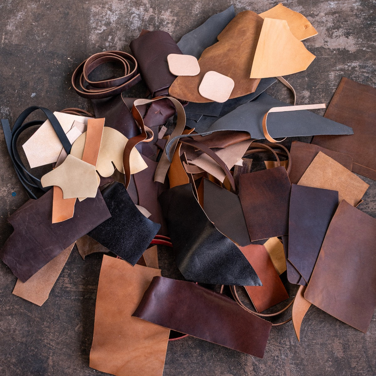 The Scrap Box - Boot and belt leather, straight from the bench.