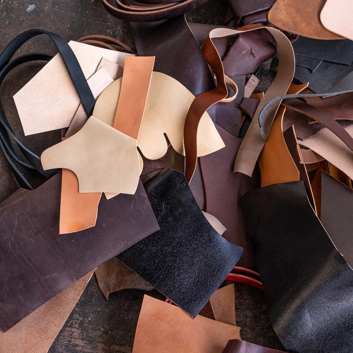 The Scrap Box - Boot and belt leather, straight from the bench.