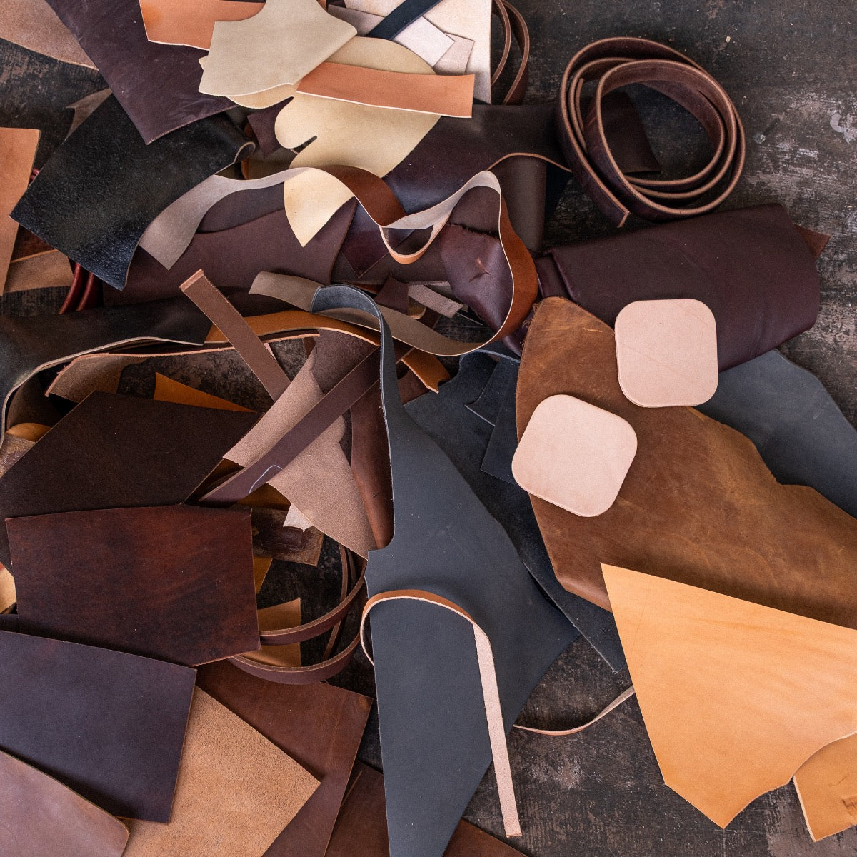 The Scrap Box - Boot and belt leather, straight from the bench.