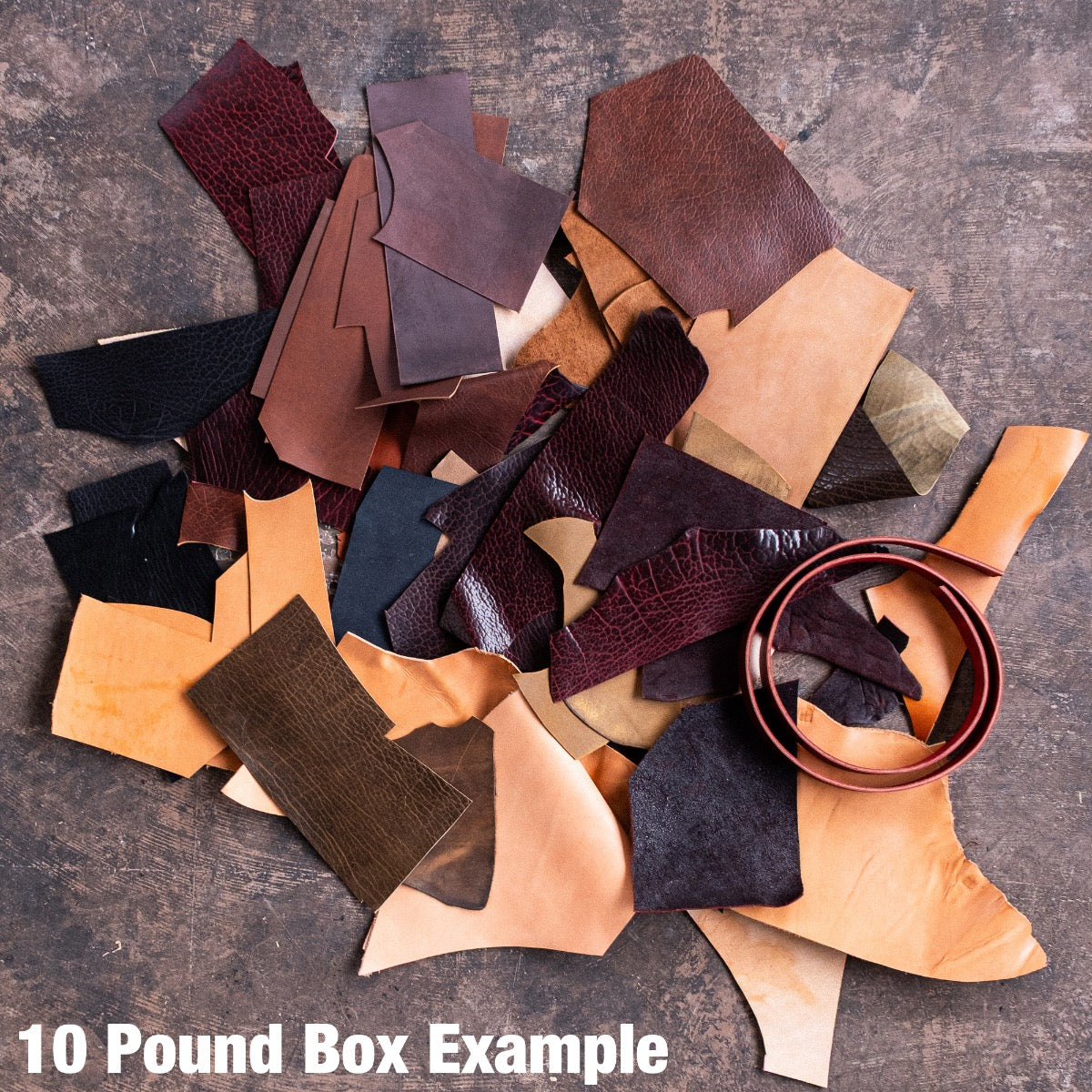 The Scrap Box - Boot and belt leather, straight from the bench.