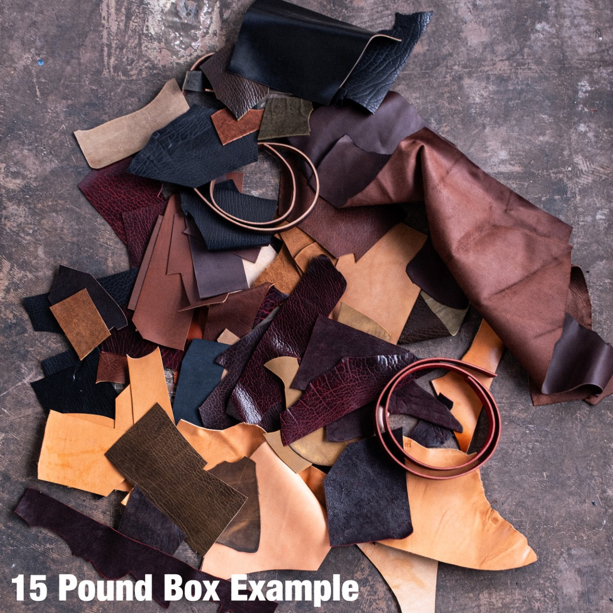 The Scrap Box - Boot and belt leather, straight from the bench.