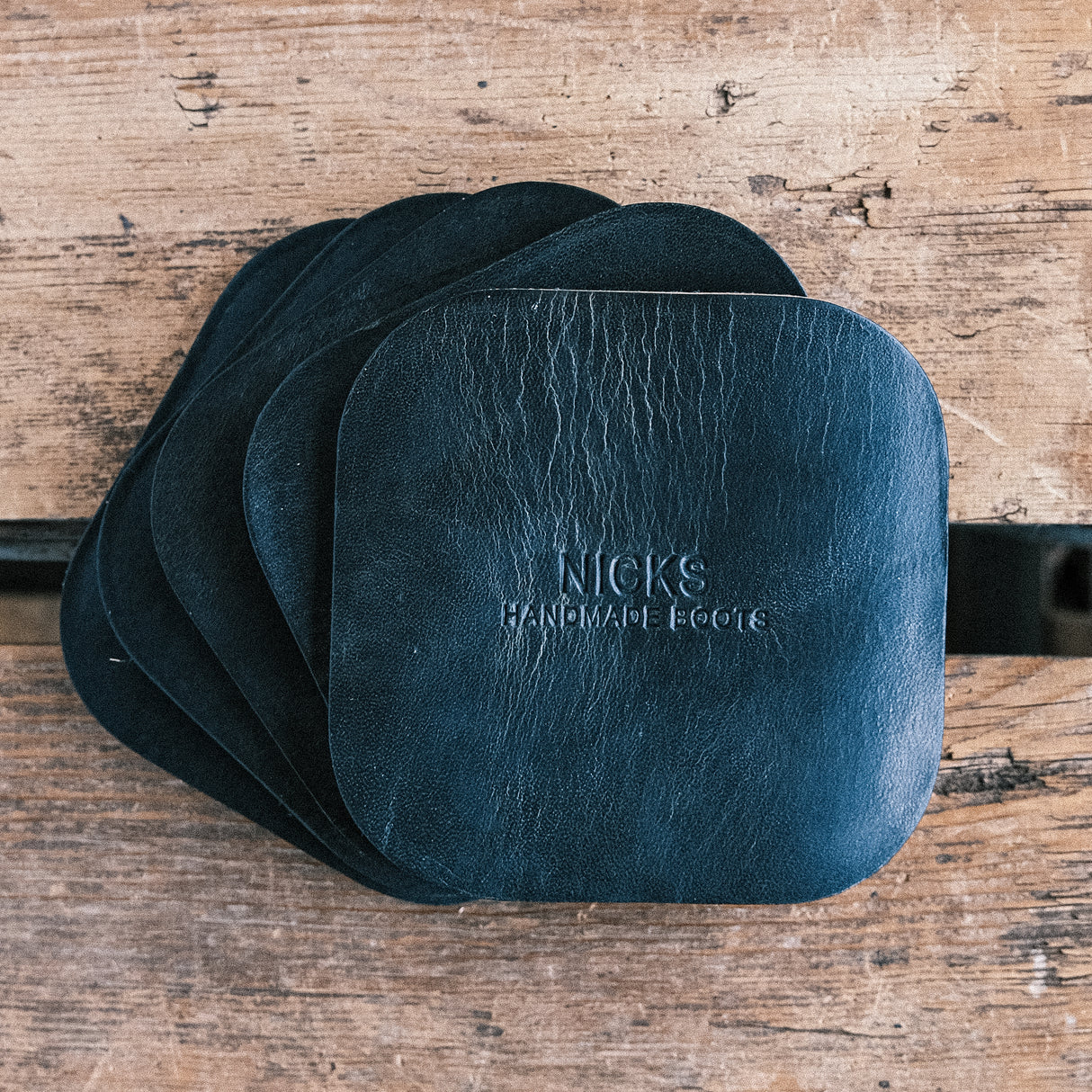 Wickett & Craig Heavy Duty Belt Leather Coasters (12–15oz, 5 Pack)