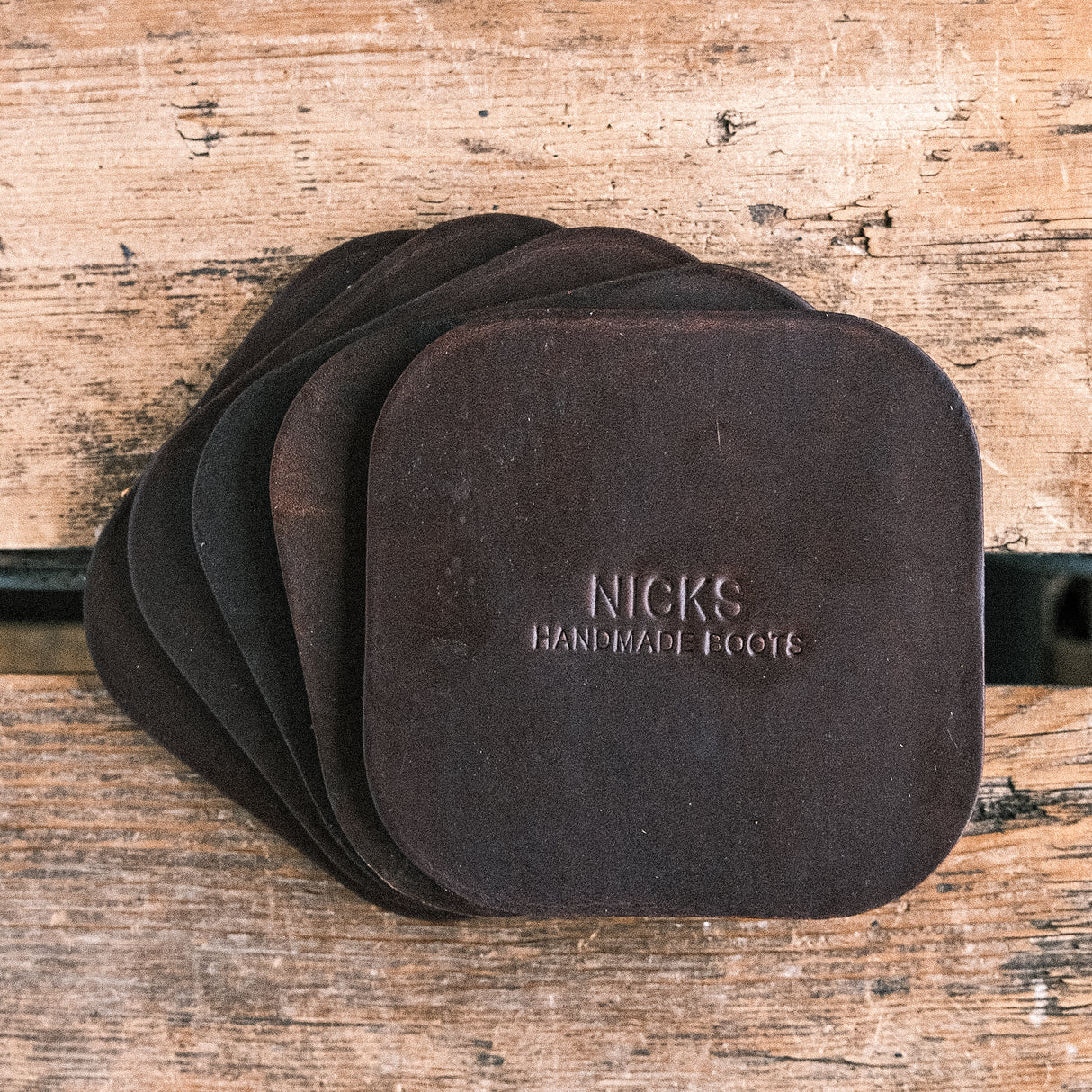 Wickett & Craig Heavy Duty Belt Leather Coasters (12–15oz, 5 Pack)