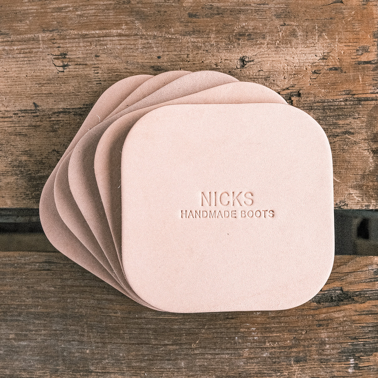 Wickett & Craig Heavy Duty Belt Leather Coasters (12–15oz, 5 Pack)