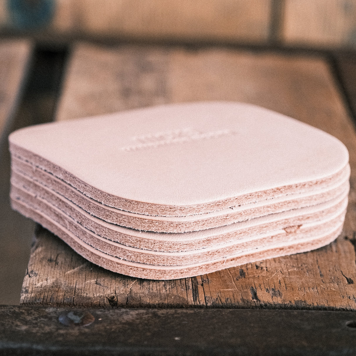 Wickett & Craig Heavy Duty Belt Leather Coasters (12–15oz, 5 Pack)