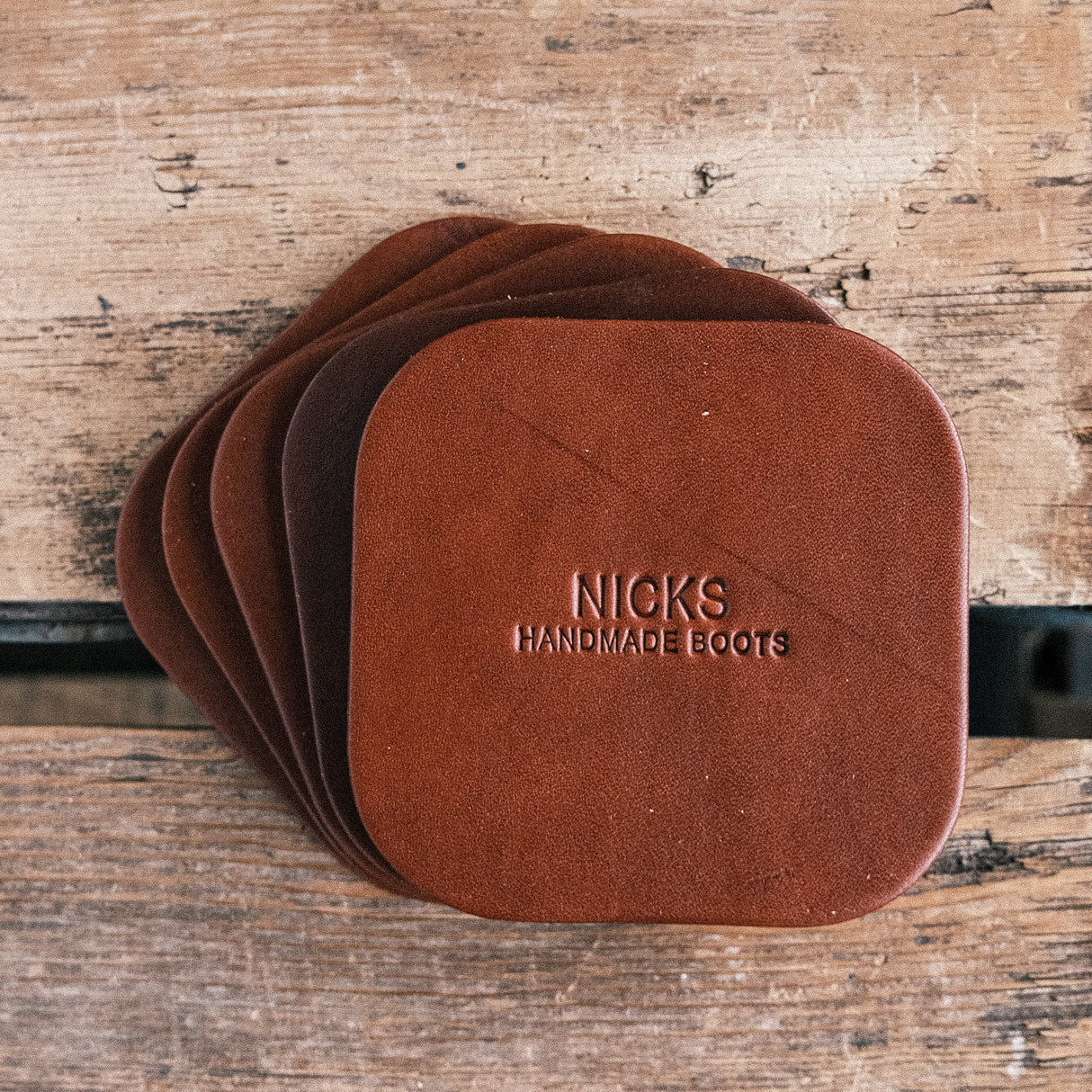 Wickett & Craig Heavy Duty Belt Leather Coasters (12–15oz, 5 Pack)