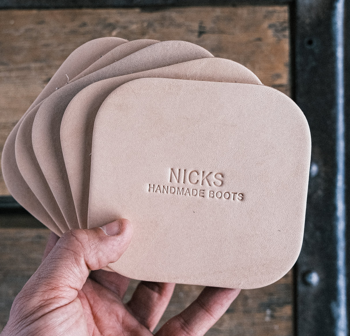 Wickett & Craig Heavy Duty Belt Leather Coasters (12–15oz, 5 Pack)