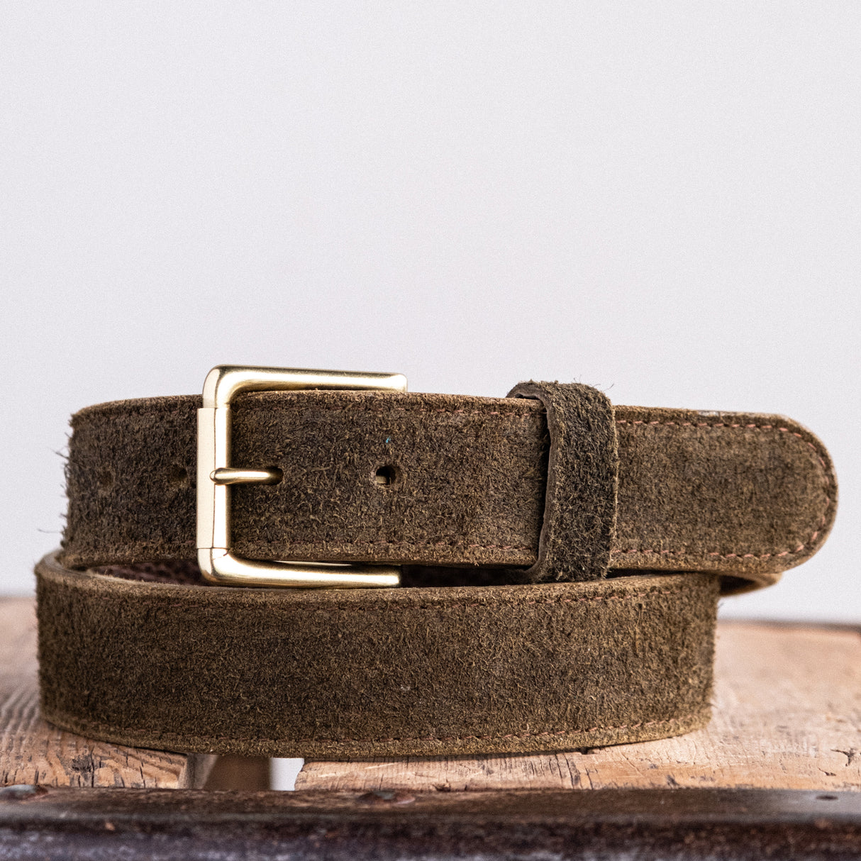 In Stock - American Bison Heritage Belt / Photo Belt / Olive Roughout 1.5” / Waist Size 34(Belt Size 38)