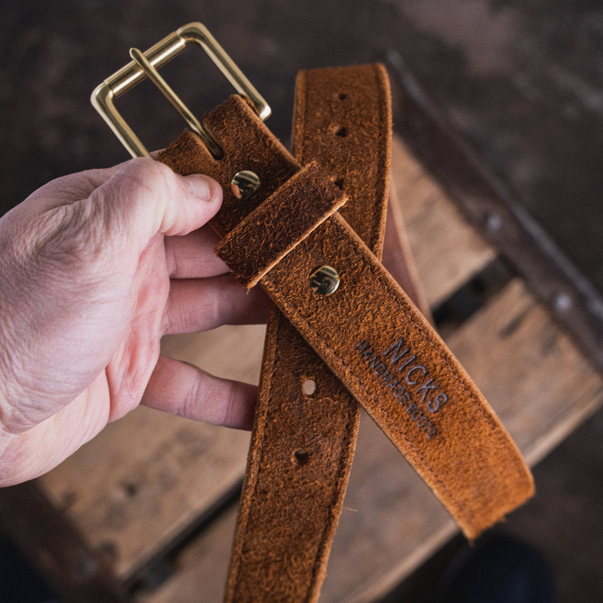 In Stock - American Bison Heritage Belt / Photo Belt / Brown Roughout 1.5” / Waist Size 34(Belt Size 38)