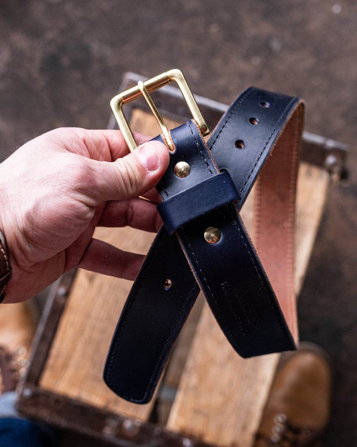 In Stock - Heritage Belt / Cobalt Double Stuffed 1.5” / Waist Size 26 (Belt Size 30)