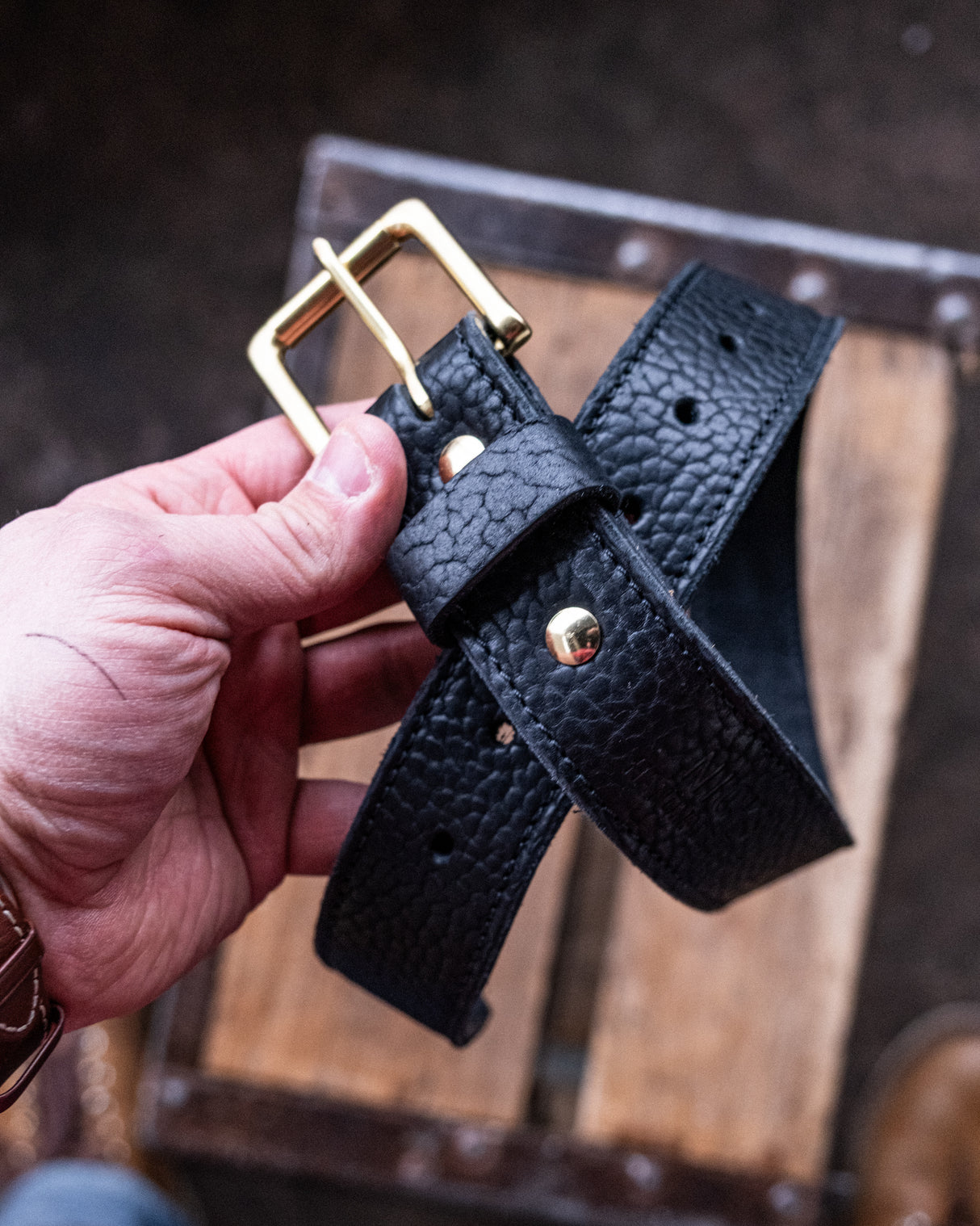 In Stock - American Bison Heritage Belt / Black Smooth Bison 1.5” / Waist Size 26 (Belt Size 30)