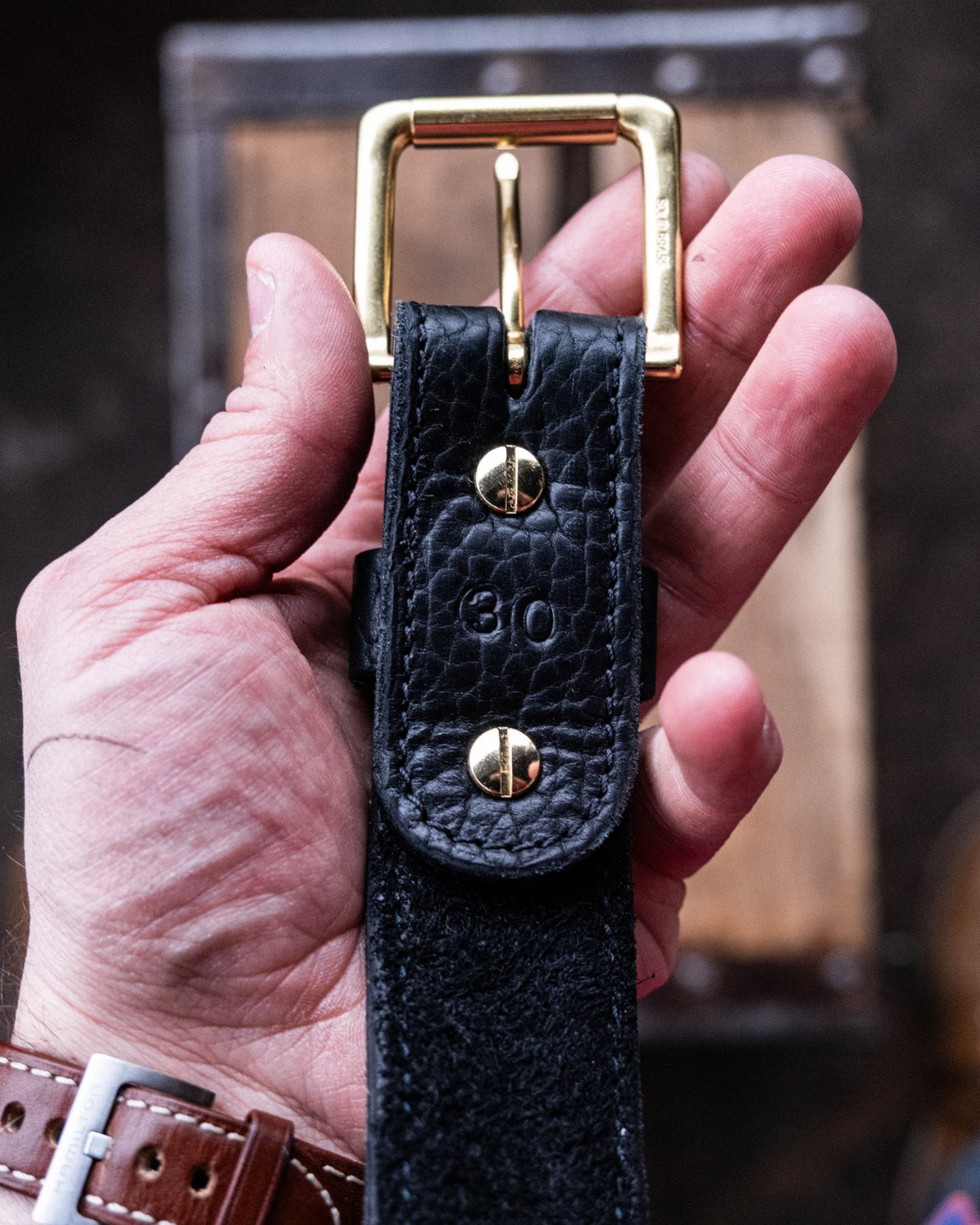 In Stock - American Bison Heritage Belt / Black Smooth Bison 1.5” / Waist Size 26 (Belt Size 30)