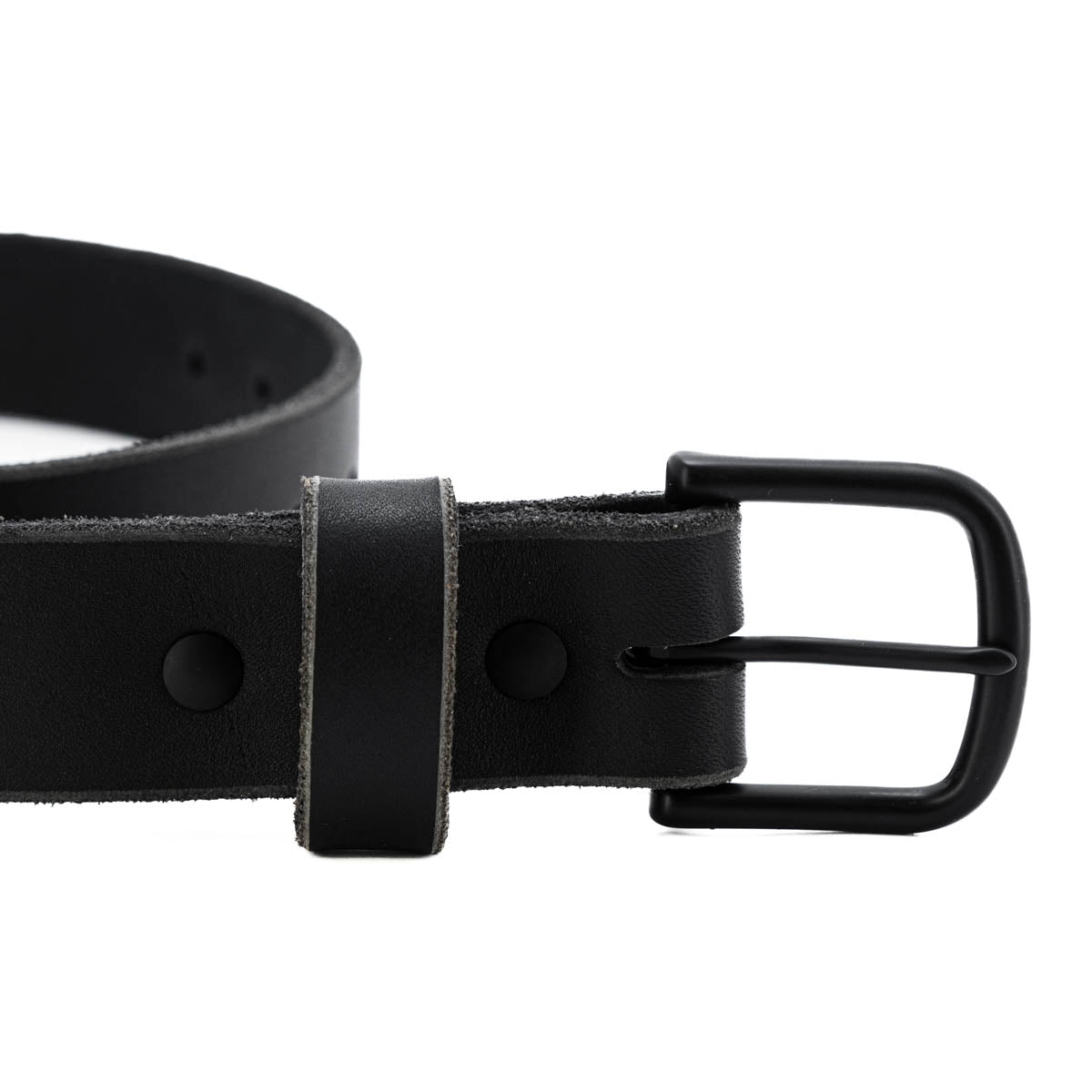 Nicks blackout belt with gunmetal hardware and black work leather