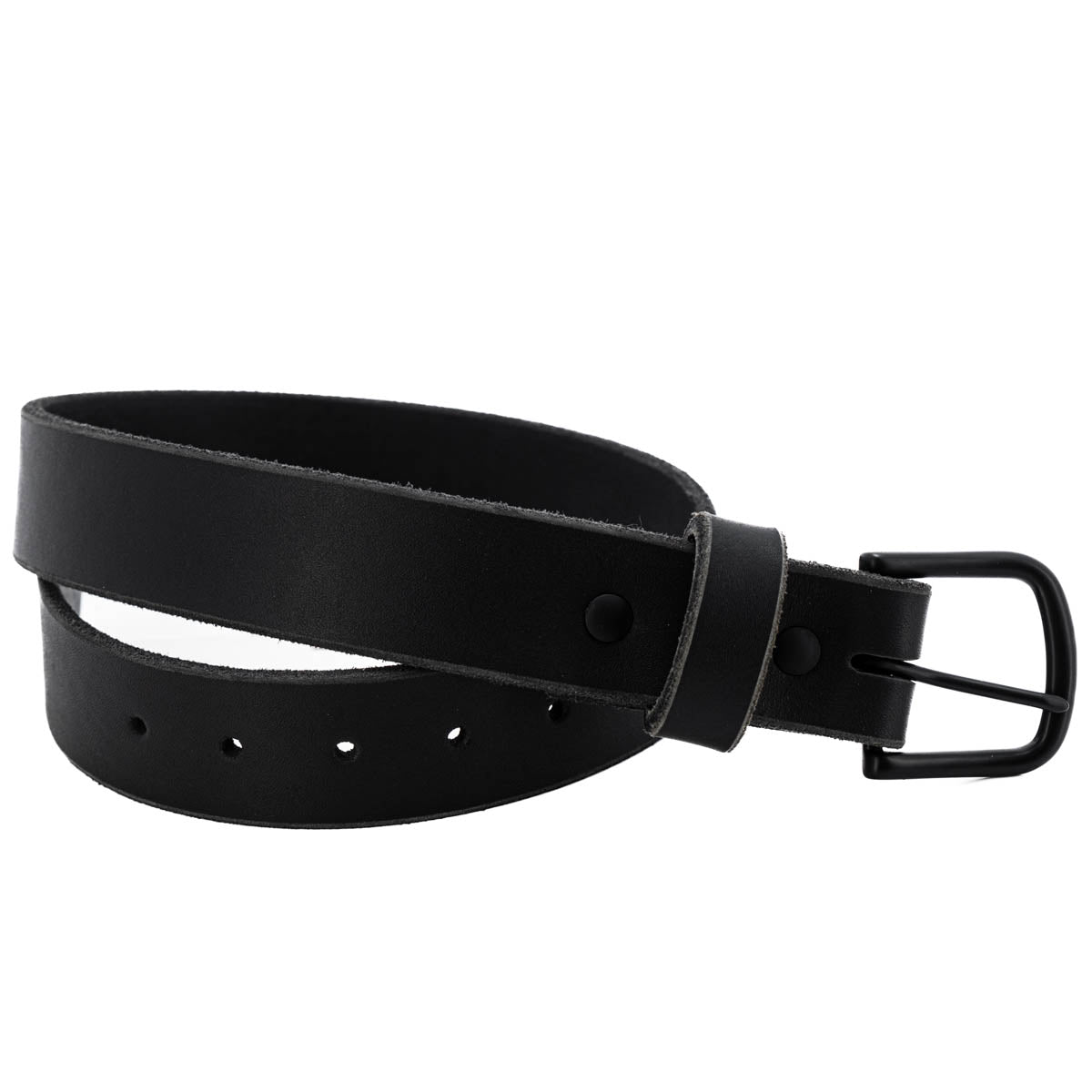 Nicks blackout belt with gunmetal hardware and black work leather