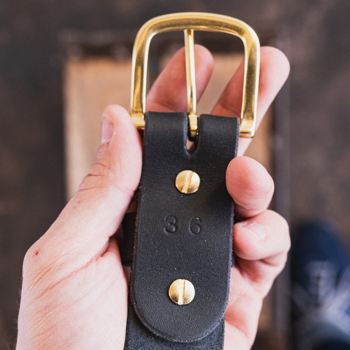 In Stock - Classic Work Belt / 1964 Black Smooth 1.5” / Waist Size 32 (Belt Size 36)