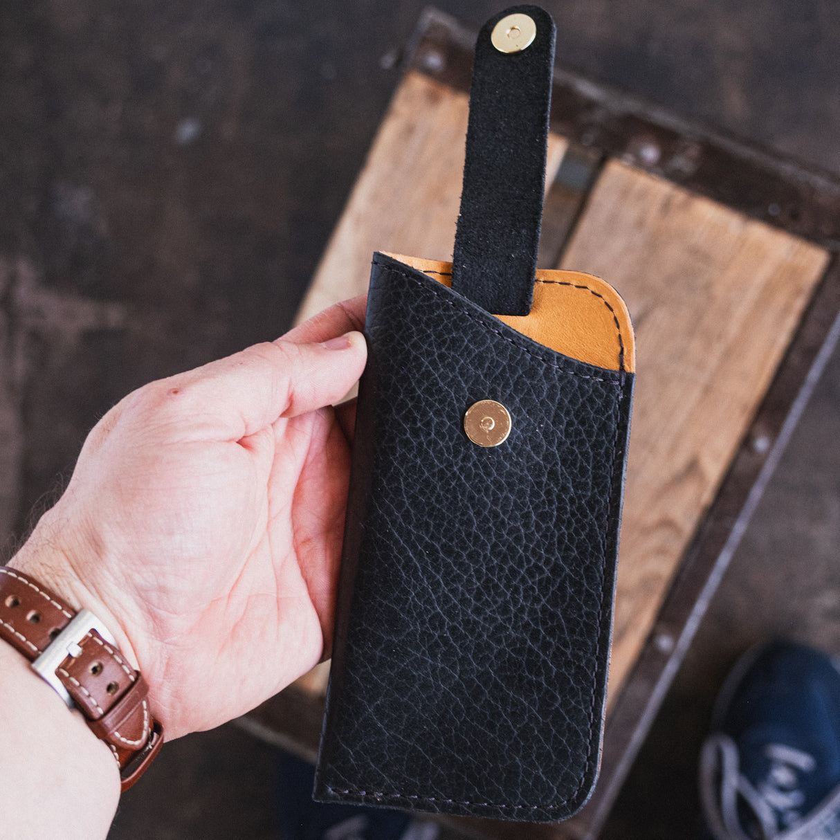 In Stock - Shade Case / Black Shrunken Bison