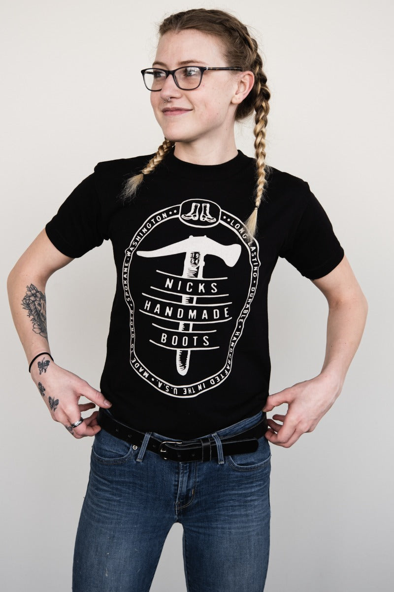 Nicks Black T-Shirt with hammer logo