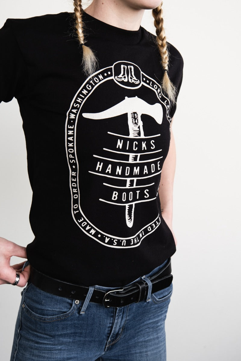 Nicks Black T-Shirt with hammer logo