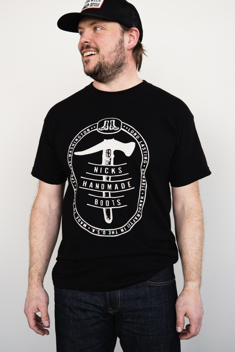 Nicks Black T-Shirt with hammer logo