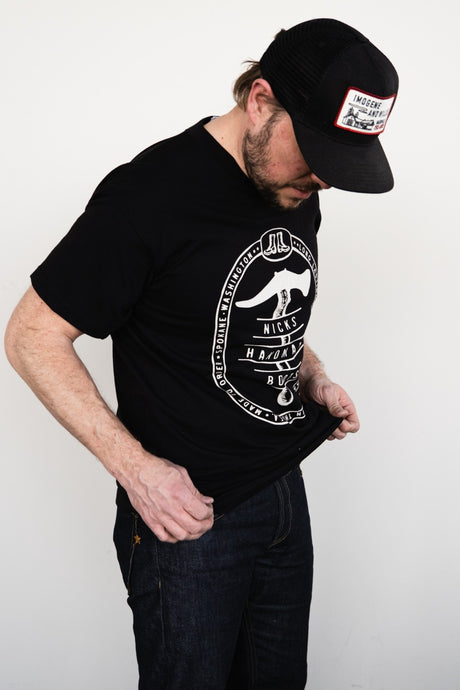 Nicks Black T-Shirt with hammer logo