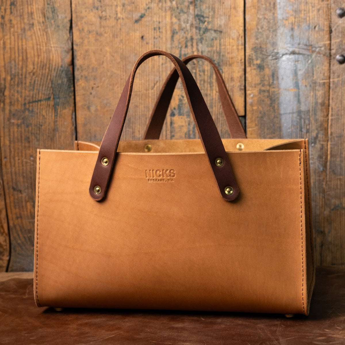 Nicks leather tool tote in 1964 brown