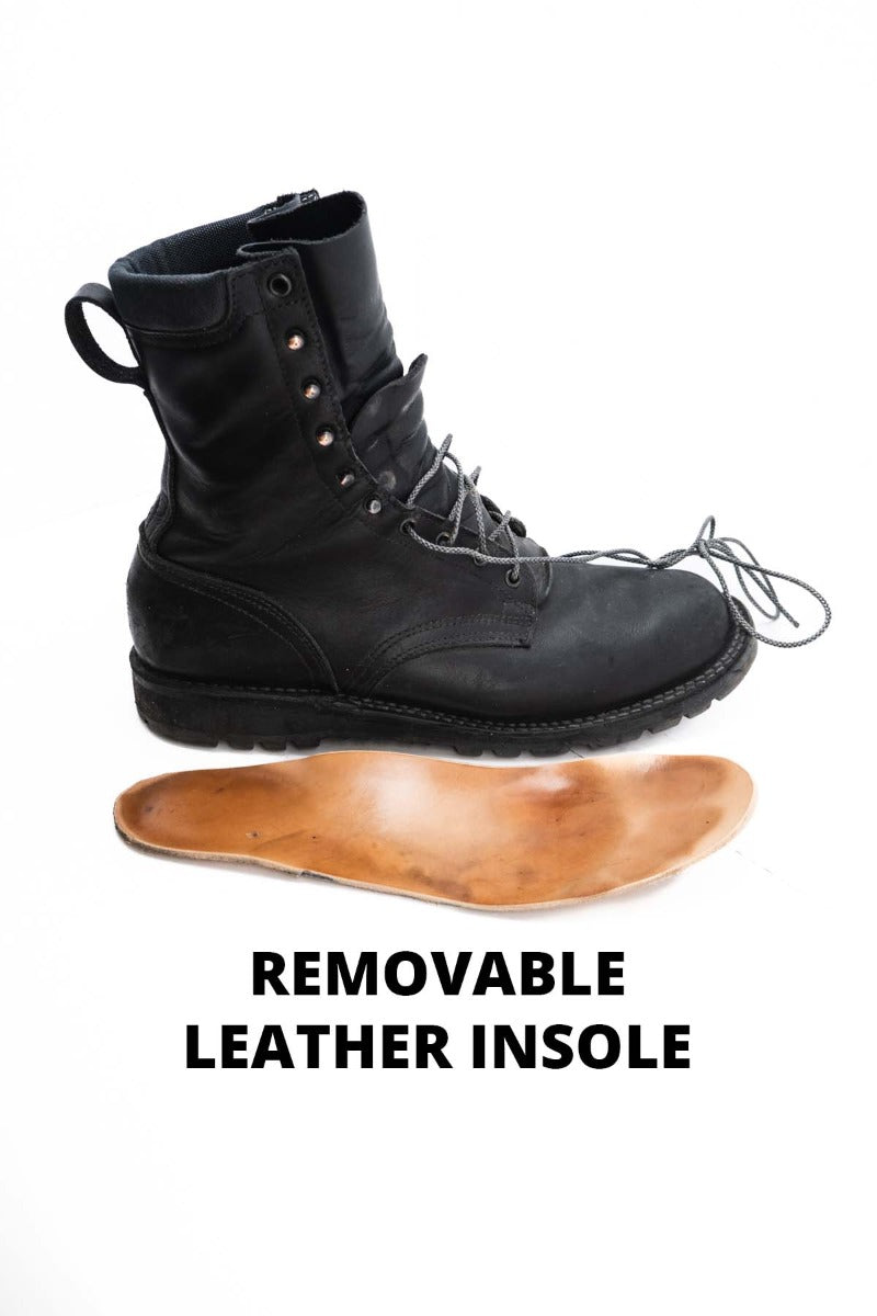 Worn Tactical Boot with re-moveable leather insole