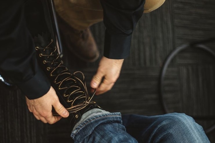 Getting Fitted For A Pair Of Nick's Leather Work Boots