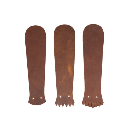 Predator Orange leather Kiltie varieties on a white background. 
