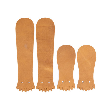 Tan Packer leather Kilties on a white background. 