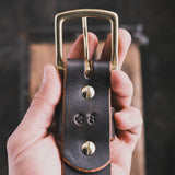 In-Stock Fired Oak Belt / Black Overdyed 1.5” / Waist Size 34(Belt Size 38)