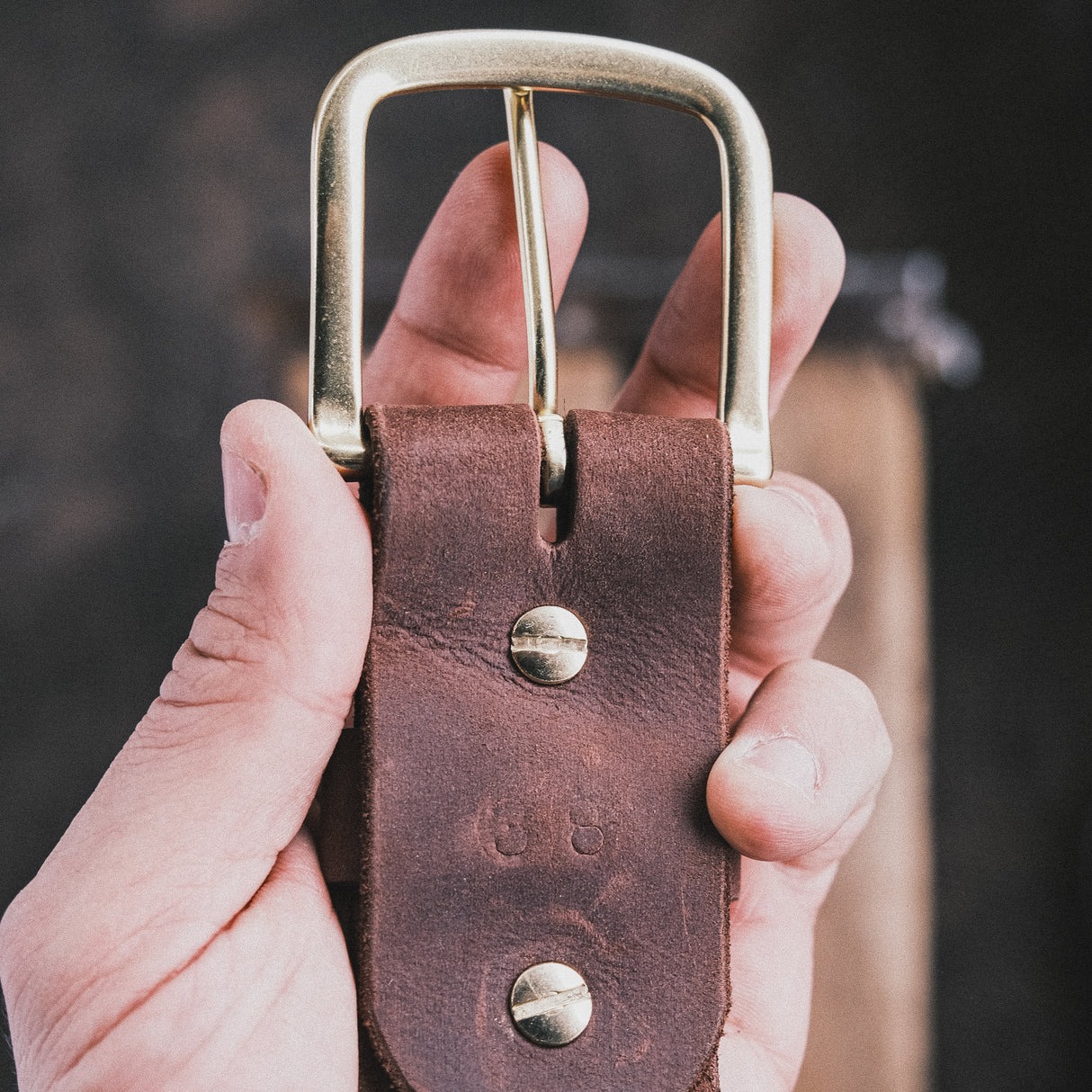 In-Stock Classic Work Belt / 1964 Mahogany 1.75” / Waist Size 34(Belt Size 38)