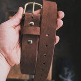 In-Stock Classic Work Belt / 1964 Roughout Mahogany 1.5” / Waist Size 34(Belt Size 38)