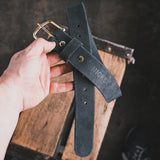 In-Stock Classic Work Belt / 1964 Roughout Black 1.5” / Waist Size 34(Belt Size 38)