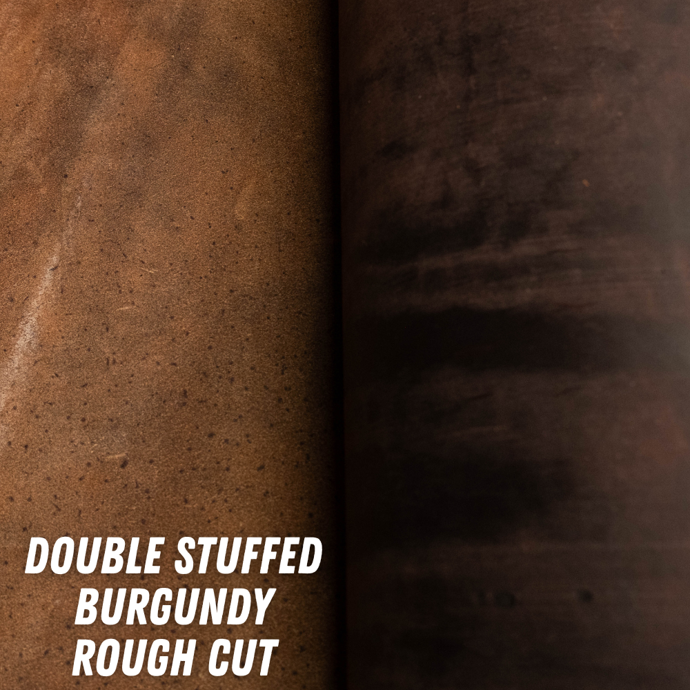 Double stuffed burgundy rough cut