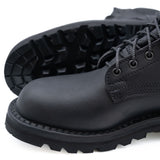 5 inch black boot with padded color.  Vibram Sierra aggressive sole.  Pull loop on back.
