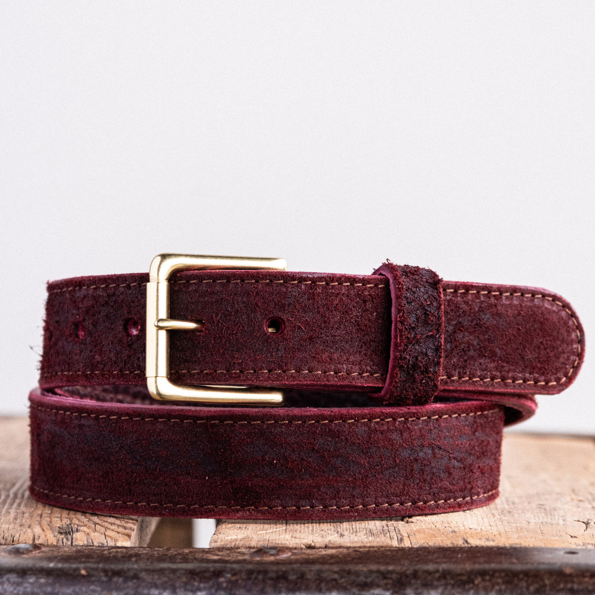 In Stock - American Bison Heritage Belt / Photo Belt / Oxblood Roughout 1.5” / Waist Size 34(Belt Size 38)