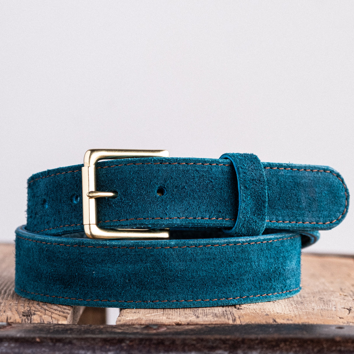In Stock - American Bison Heritage Belt / Photo Belt / Turquoise Roughout 1.5” / Waist Size 34(Belt Size 38)