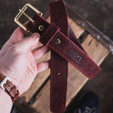 In Stock - American Bison Heritage Belt / Photo Belt / Oxblood Roughout 1.5” / Waist Size 34(Belt Size 38)