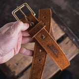 In Stock - American Bison Heritage Belt / Photo Belt / Brown Roughout 1.5” / Waist Size 34(Belt Size 38)