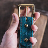 In Stock - American Bison Heritage Belt / Photo Belt / Turquoise Roughout 1.5” / Waist Size 34(Belt Size 38)