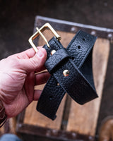 In Stock - American Bison Heritage Belt / Black Smooth Bison 1.5” / Waist Size 26 (Belt Size 30)