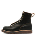 Brown leather boot with stitching details on a white background