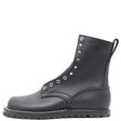Black leather boot on a white background