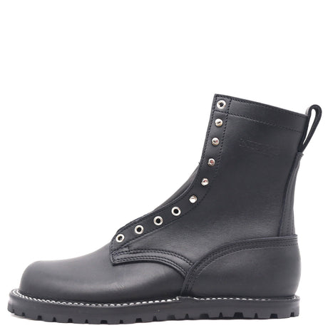 Black leather boot on a white background