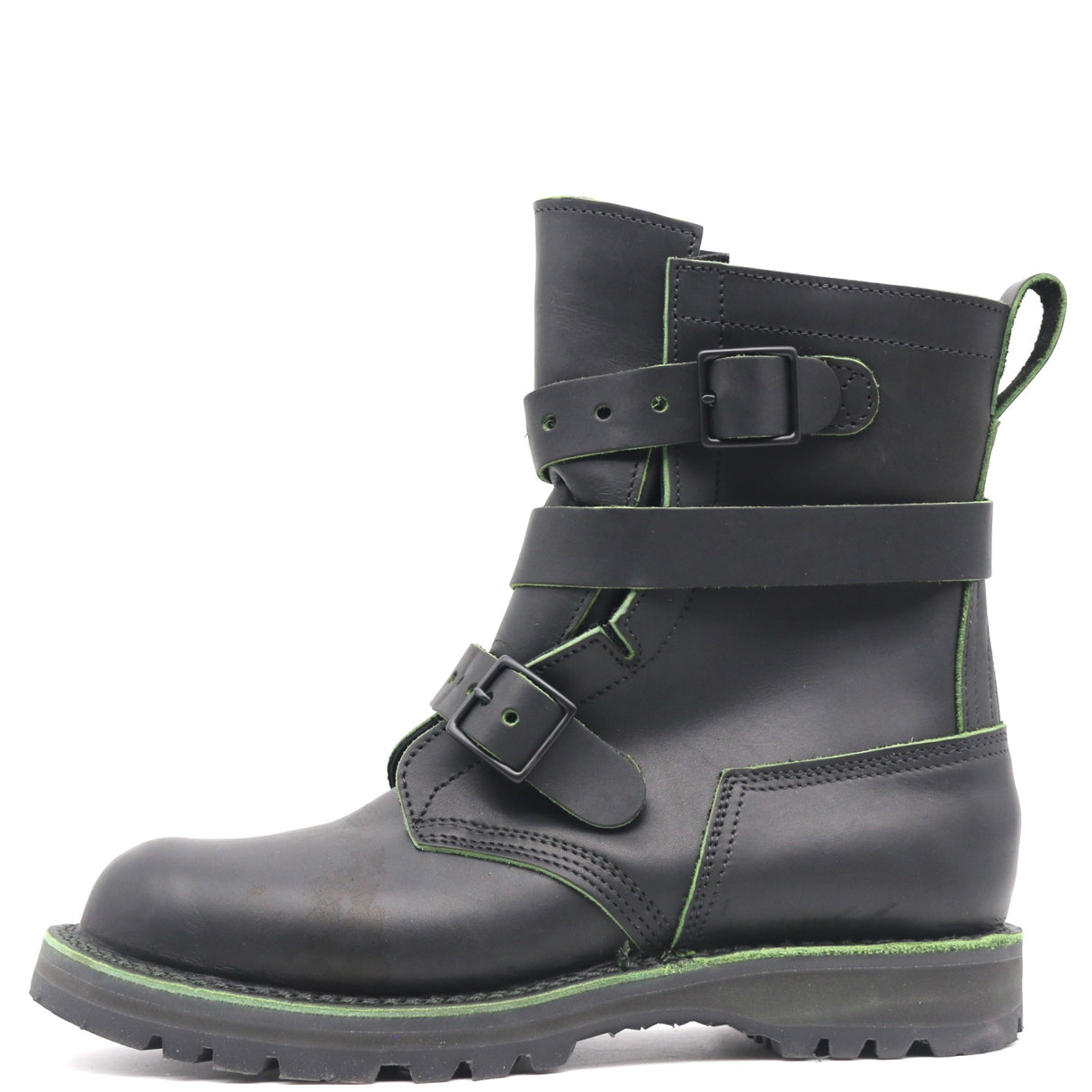 Black tanker style boot with a tactical heel counter shown in front of a white background.